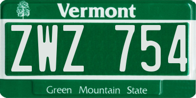 VT license plate ZWZ754