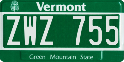 VT license plate ZWZ755