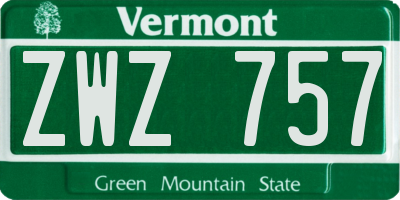 VT license plate ZWZ757