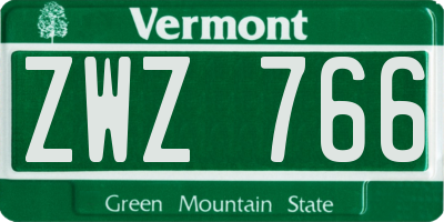 VT license plate ZWZ766