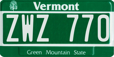 VT license plate ZWZ770