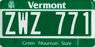 VT license plate ZWZ771