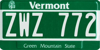 VT license plate ZWZ772