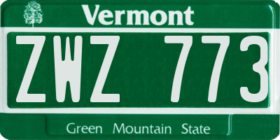 VT license plate ZWZ773