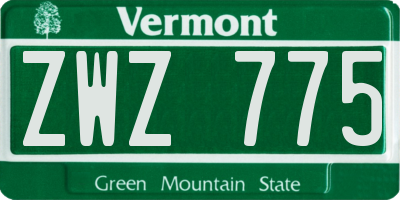 VT license plate ZWZ775