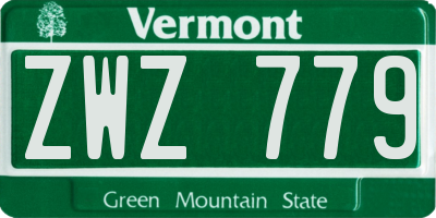 VT license plate ZWZ779