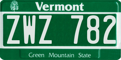 VT license plate ZWZ782