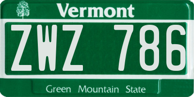 VT license plate ZWZ786