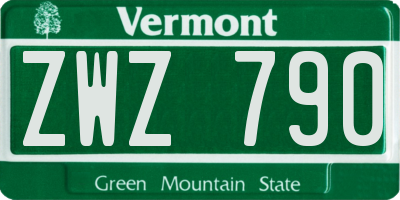 VT license plate ZWZ790