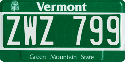 VT license plate ZWZ799