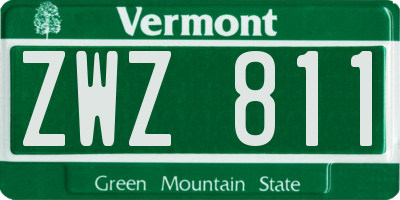 VT license plate ZWZ811
