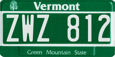 VT license plate ZWZ812