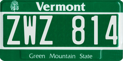 VT license plate ZWZ814