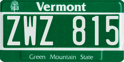 VT license plate ZWZ815