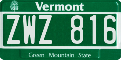 VT license plate ZWZ816