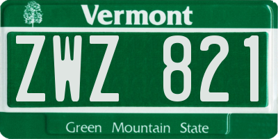 VT license plate ZWZ821
