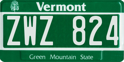 VT license plate ZWZ824