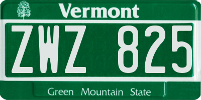 VT license plate ZWZ825