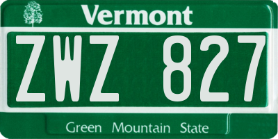 VT license plate ZWZ827