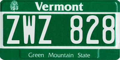 VT license plate ZWZ828