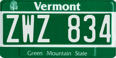 VT license plate ZWZ834