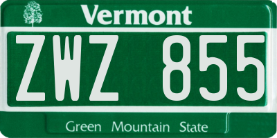 VT license plate ZWZ855