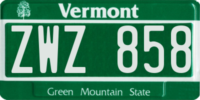 VT license plate ZWZ858