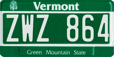 VT license plate ZWZ864