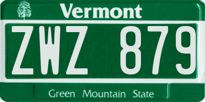 VT license plate ZWZ879