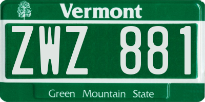 VT license plate ZWZ881