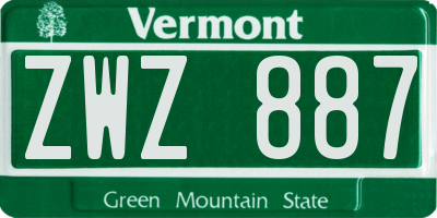 VT license plate ZWZ887