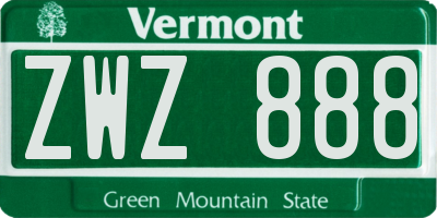 VT license plate ZWZ888