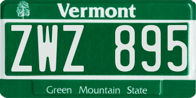 VT license plate ZWZ895