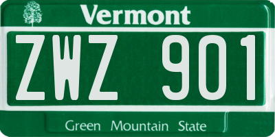 VT license plate ZWZ901