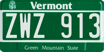 VT license plate ZWZ913