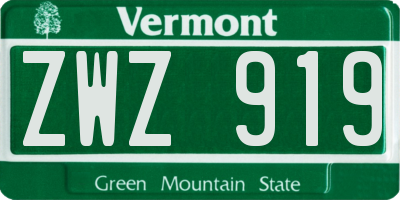 VT license plate ZWZ919
