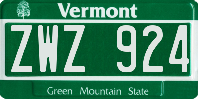 VT license plate ZWZ924