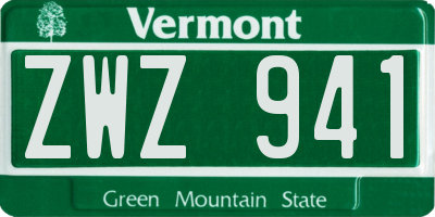VT license plate ZWZ941