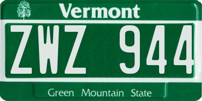 VT license plate ZWZ944