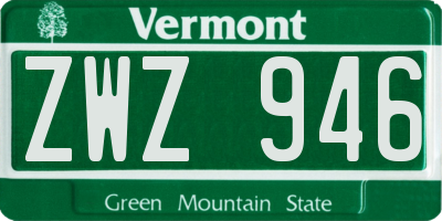 VT license plate ZWZ946