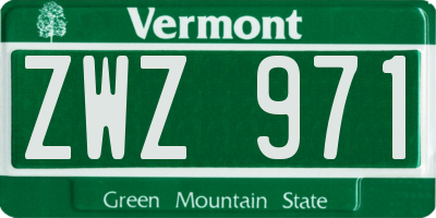 VT license plate ZWZ971