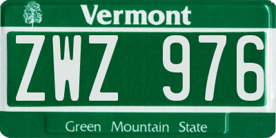 VT license plate ZWZ976