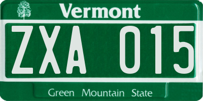 VT license plate ZXA015