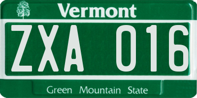 VT license plate ZXA016