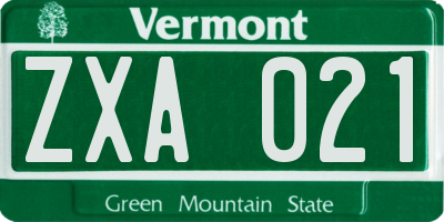 VT license plate ZXA021