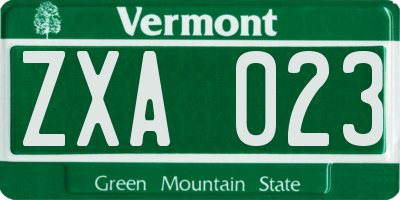 VT license plate ZXA023