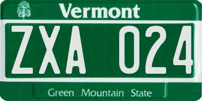 VT license plate ZXA024