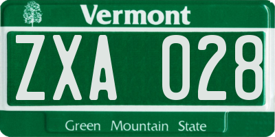 VT license plate ZXA028