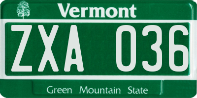 VT license plate ZXA036