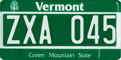 VT license plate ZXA045